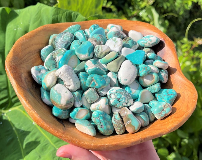 Turquoise Howlite Tumbled Stones: Choose Ounces or lb Bulk Wholesale Lots (Premium Quality 'A' Grade, Tumbled Turquoise Howlite)