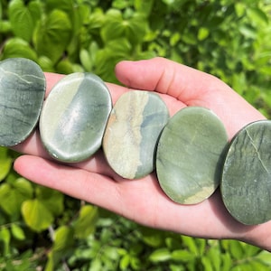 Green Jade Worry Stone - Choose How Many (Smooth Polished Pocket Stone, Gemstone Worry Stone, Green Jade Palm Stone)