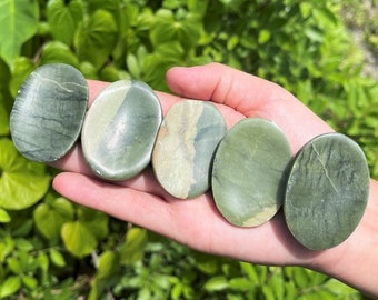 Green Jade Worry Stone - Choose How Many (Smooth Polished Pocket Stone, Gemstone Worry Stone, Green Jade Palm Stone)