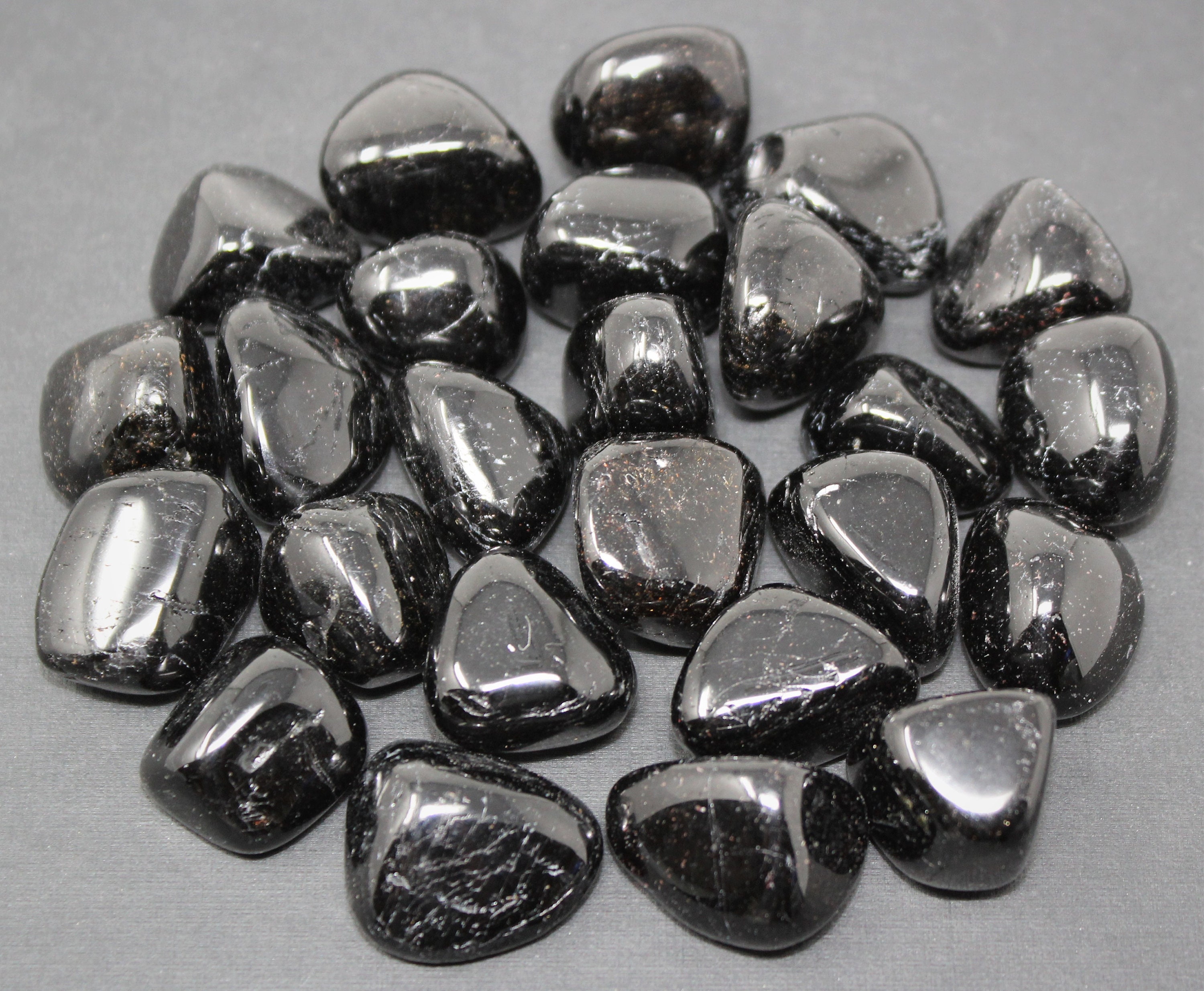 Black Tourmaline Rough Natural & Tumbled Stones Set (Tourmaline, Black