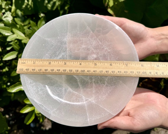 JUMBO Selenite Charging Bowl, 8" Offering Bowl (Premium Quality Selenite Crystal Cleansing Bowl, Charging & Purification, 20 cm)