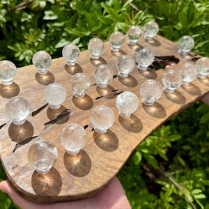 Clear Quartz Crystal Mini Sphere + Display Stand, 1&quot; (&#39;AAA&#39; Premium Quality Clear Quartz Sphere, Quartz Crystal Ball / Sphere)