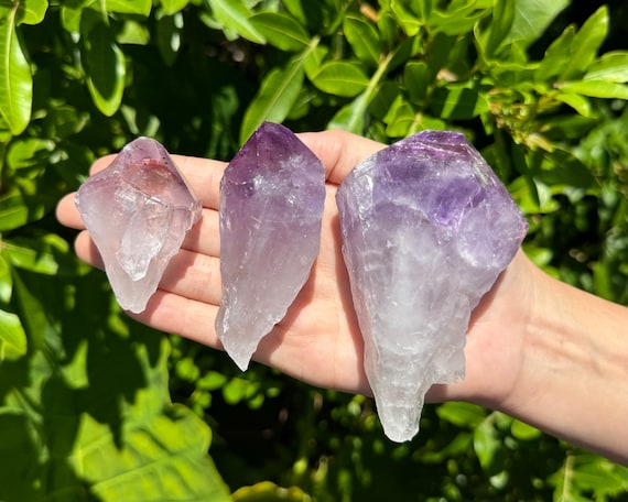 LARGE Amethyst Points, 2 - 5" Natural Crystal Points: Choose Size ('A' Grade Natural Amethyst Points From Brazil)