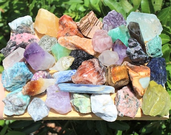 Crafters Collection Mixed Crystals: Bulk Gemstones, Natural Raw Crystals - Choose Ounces or lbs Wholesale Lots (Assorted Gemstone Gift Box)