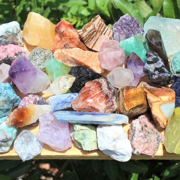 Crafters Collection Mixed Crystals: Bulk Gemstones, Natural Raw Crystals - Choose Ounces or lbs Wholesale Lots (Assorted Gemstone Gift Box)