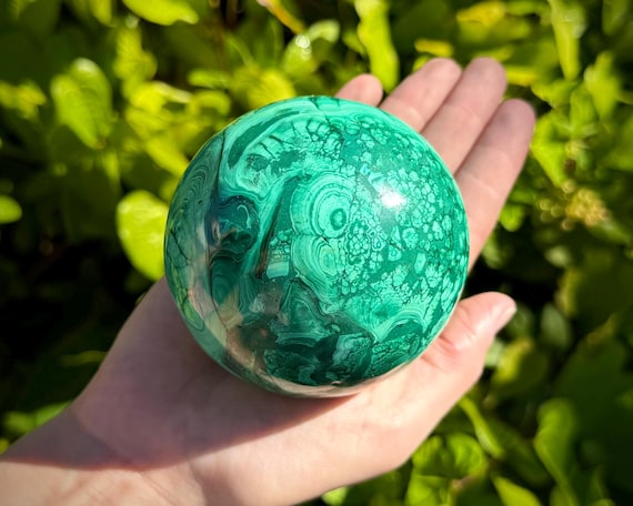 HUGE 3" Malachite Crystal Sphere - EXACT Specimen Shown (Beautiful 'AAA' Grade Natural Malachite Sphere, Home Decor, B)