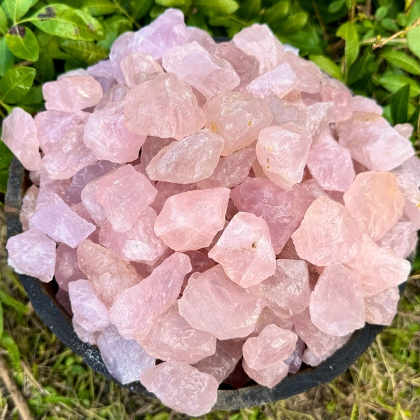 3 lb Bulk Lot Raw Rose Quartz Natural Stones ('A' Grade Premium Quality Rose Quartz Crystals, Wholesale Rose Quartz)