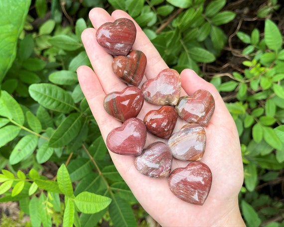 Petrified Wood Heart 1" - Choose How Many ('A' Grade Premium Quality Petrified Wood Crystal Hearts)