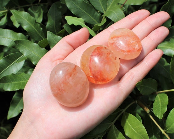 Hematoid Quartz Hand Polished Stones: Choose How Many ('A' Grade Hematoid Quartz Pebbles, Fire Quartz Palm Stone)