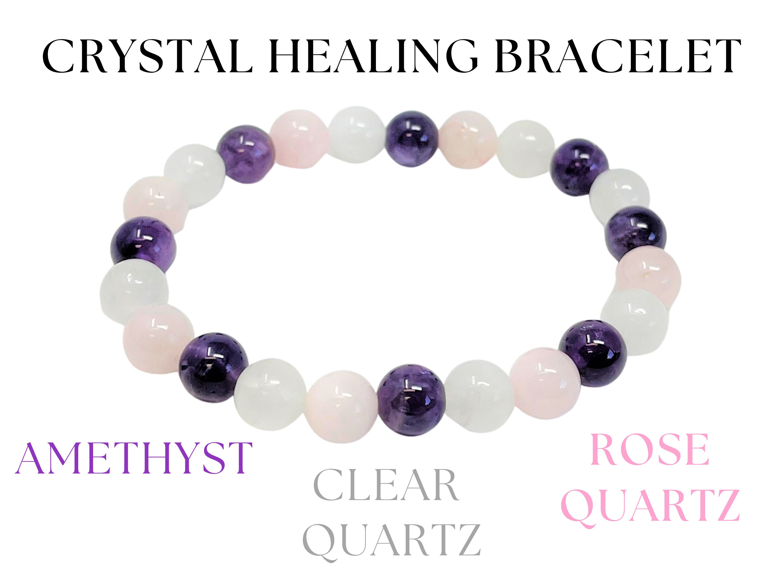 BEA Bracelet Amethyst Rose Quartz Self Love Healing Crystals Gems main image 0