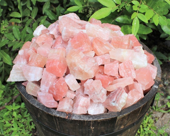 Strawberry Calcite Rough Natural Stones: Choose Ounces or lb Bulk Wholesale Lots (Premium Quality 'A' Grade Strawberry Calcite Crystals)