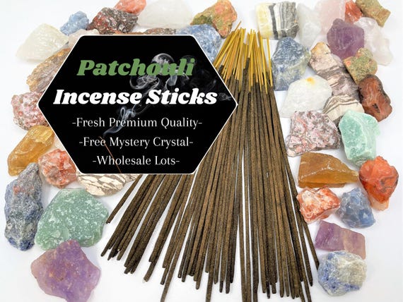 PATCHOULI Incense Sticks + FREE Mystery Crystal: Choose How Many (Wholesale Bulk Lots)