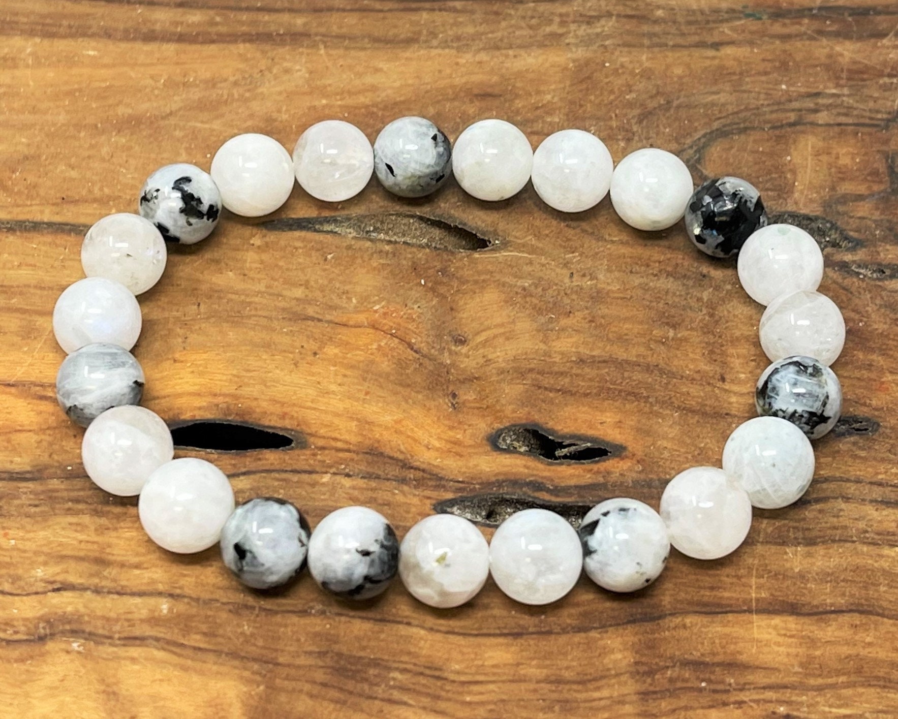 Rainbow Moonstone Round Bead Bracelet - The Fossil Cartel