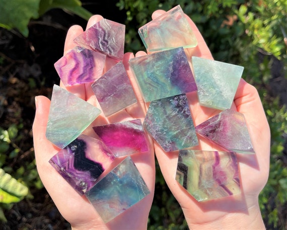 Fluorite Slab / Slice: Beautiful Polished Display Specimens! Choose Ounces or lb Bulk Wholesale Lots (Premium Quality 'A' Grade)