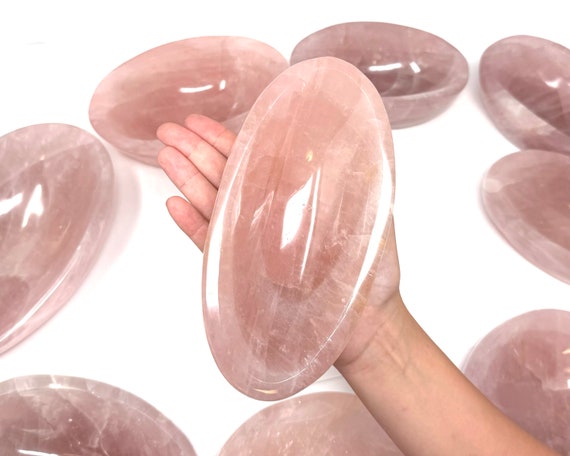 Rose Quartz Crystal Bowl / Natural Polished Rose Quartz Dish - Choose Size ('AAA' Grade Rose Quartz Crystal Home Decor Specimens)