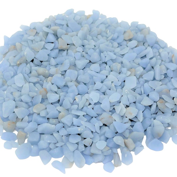 Angelite Semi Tumbled Gemstone Mini Chips 5 - 8 mm: Choose Ounces or lb Loose Wholesale Bulk Lots ('AAA' Grade, Angelite Chips)