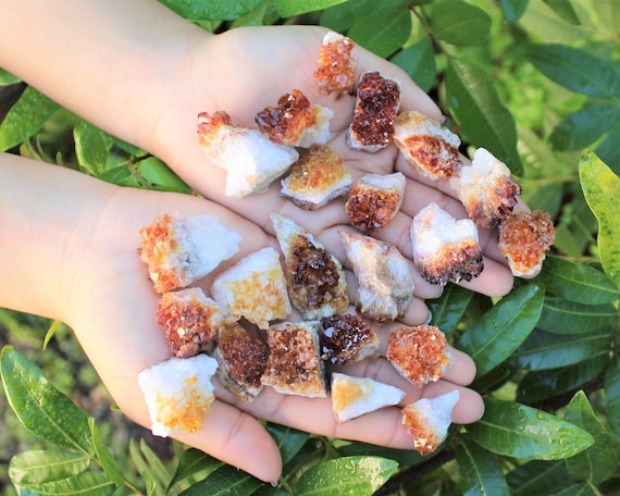Mini Citrine Crystal Clusters: Choose Ounces or lbs Wholesale Bulk Lots (Crystal Geode, Citrine Cluster, Citrine Point)
