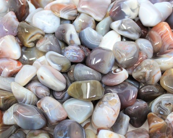 Botswana Gray Tumbled Stone: Choose Ounces or lb Bulk Wholesale Lots (Premium Quality 'A' Grade)