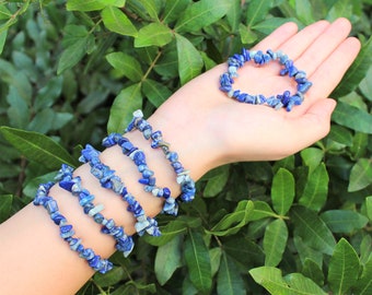 Lapis Chip Bracelet - Lapis Lazuli Gemstone Jewelry Gift for Her - Choose How Many