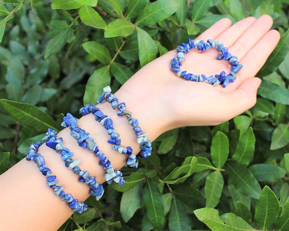 Lapis Chip Bracelet (Lapis Lazuli Bracelet, Lapis Crystal Chip Bracelet, Lapis Stretch Bracelet, Gemstone Bracelet, Gift)