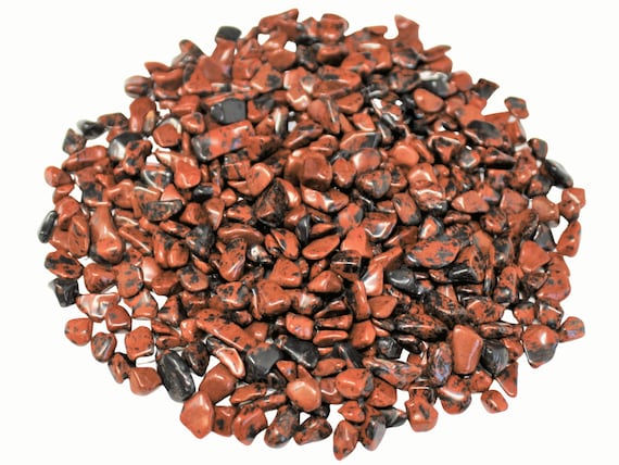 Mahogany Obsidian Semi Tumbled Gemstone Mini Chips 5 - 10 mm: Choose Ounces or lb Loose Wholesale Bulk Lots ('AAA' Grade, Obsidian Chips)