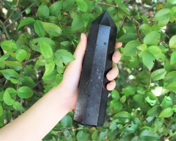 JUMBO Black Tourmaline Obelisk, 6 - 8" Natural Tourmaline Crystal Tower ('AAA' Grade Black Tourmaline Crystal Obelisk, Tourmaline Point)