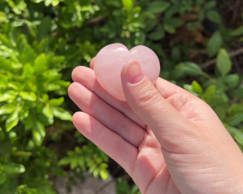 LARGE Rose Quartz Heart Crystal, 1.5 1.75 Crystal Heart, Gemstone Heart, Palm Stone, Rose Quartz Crystal, Polished Rose Quartz 1 Heart