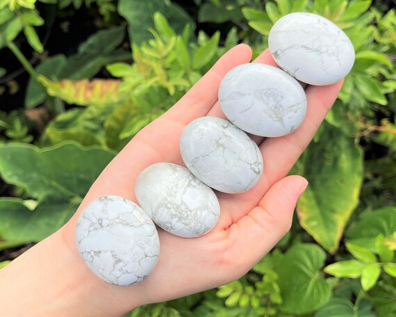 White Howlite Hand Polished Stones: Choose How Many ('A' Grade White Howlite Pebble, White Howlite Palm Stone)