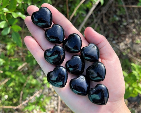 Blue Goldstone Heart 1" - Choose How Many ('A' Grade Premium Quality Blue Goldstone Crystal Hearts)