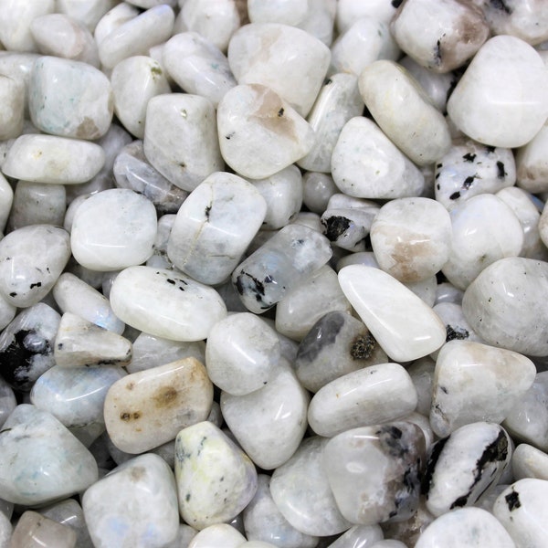 Rainbow Moonstone Tumbled Stones: Choose Ounces or lb Bulk Wholesale Lots (Premium Quality 'A' Grade)