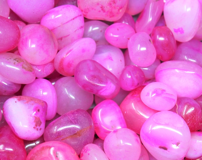 Pink Onyx Tumbled Stones: Choose Ounces or lb Bulk Wholesale Lots (Premium Quality 'A' Grade)