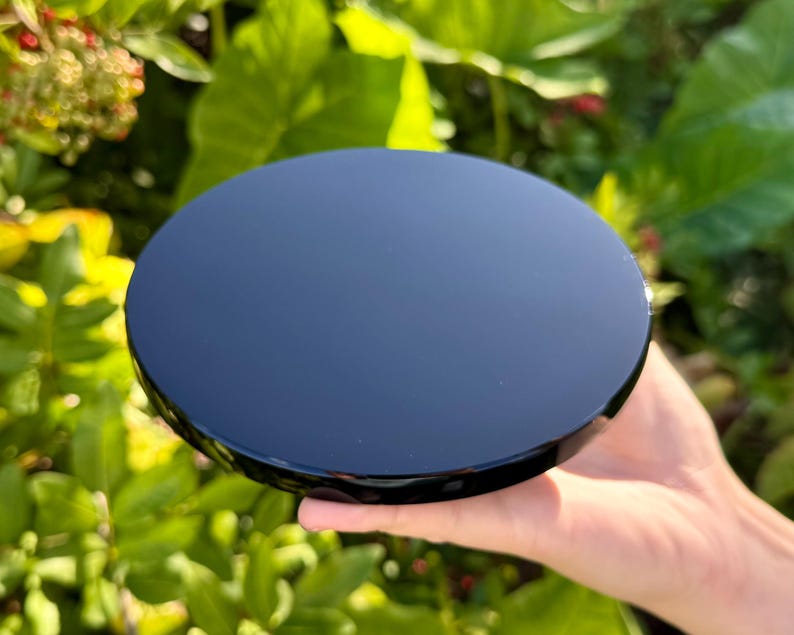 Black Obsidian Crystal Scrying Mirrors, 2" 3" 4" or 6" - Choose Size ('AAA' Grade Divination Mirrors) image 2