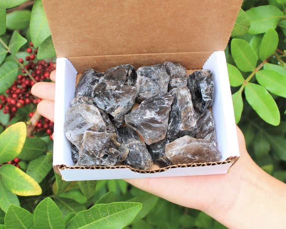 1/2 lb Natural Rough Smoky Quartz Crystal Rock Box Collection ('A' Grade, Gift Box)