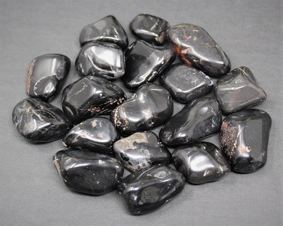 Black Onyx Tumbled Stones, Polished Black Onyx, Grade A; 4 sizes