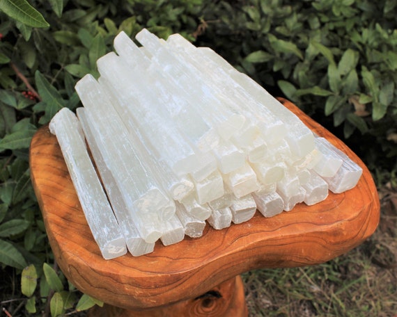 8" Selenite Sticks Wholesale Bulk Lots - Choose Amount (Premium Quality Natural Raw Selenite Logs From Morocco, Healing Crystals)