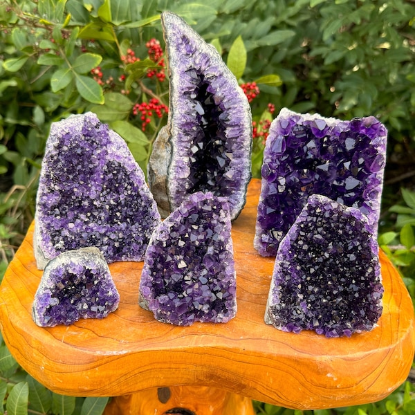 Amethyst Cut Base Clusters, "A" Quality Crystal Quartz Geodes: Choose Size (Beautiful Uruguayan Purple Amethyst Free Standing Crystals)