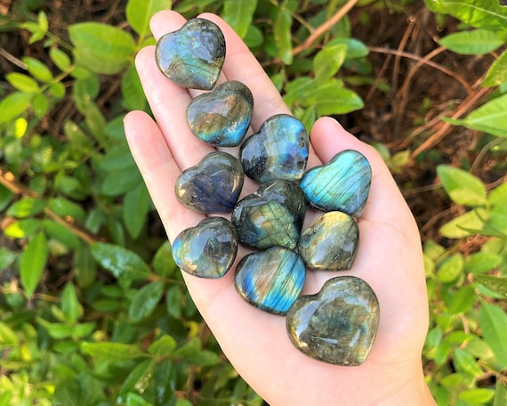 Labradorite Heart 1": Choose How Many ('A' Grade Premium Quality Labradorite Crystal Hearts)