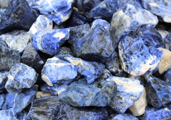 LARGE Rough Sodalite Chunks, (2 - 4") Premium Grade Crystals: Wholesale Bulk Lots ('A' Grade Natural Raw Sodalite Crystals)