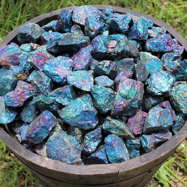 Chalcopyrite Raw Rough Stones, "A" Grade: Choose Ounces or lbs Wholesale Bulk Lots (Peacock Ore, Raw Chalcopyrite)