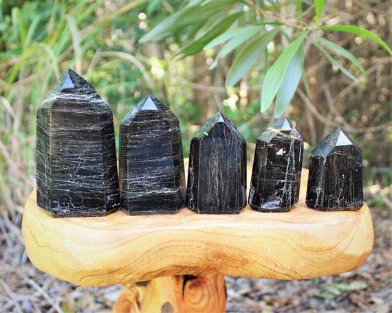 Black Tourmaline Tower, Full Polished Tourmaline Point: Choose Size ('AAA' Grade, Black Tourmaline Crystal Points, Tourmaline Point)