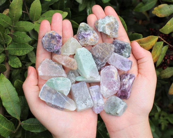 Fluorite Rough Natural Stones CLEARANCE: Choose How Many Pieces ('B' Grade Raw Rainbow Fluorite Crystals)
