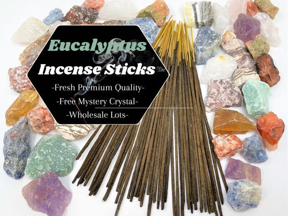 EUCALYPTUS Incense Sticks + FREE Mystery Crystal: Choose How Many (Wholesale Bulk Lots)