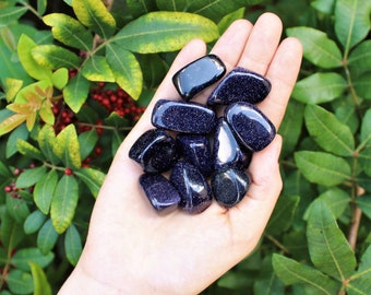 Blue Goldstone Tumbled Stones: Choose How Many Pieces (Premium Quality 'A' Grade)