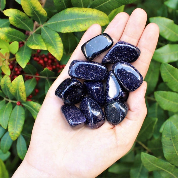 Blue Goldstone Tumbled Stones: Choose How Many Pieces (Premium Quality 'A' Grade)