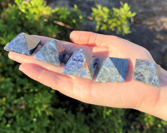 Sodalite Crystal Pyramid, 1 - 1.25" (Polished Gemstone Pyramid, Sodalite Pyramid, Carved Pyramid)