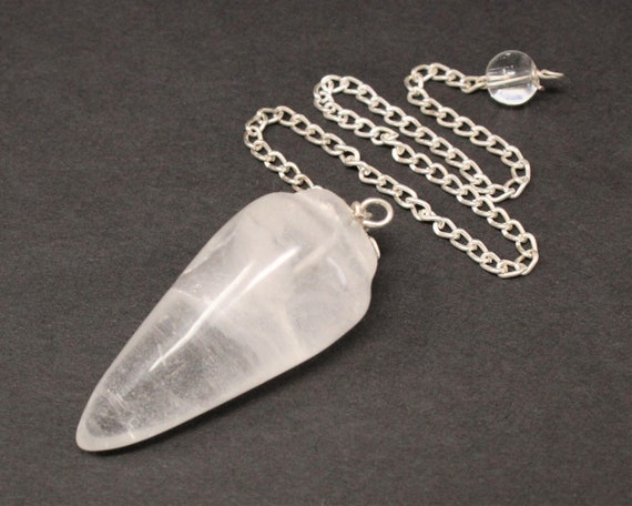 Clear Quartz Pendulum & Chain (Crystal Pendulum, Dowsing, Divination)