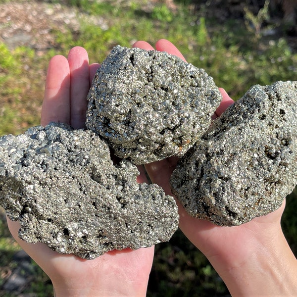 JUMBO Rough Natural Pyrite Crystals, Raw Pyrite Mineral Specimens - Choose Size ('A' Grade)