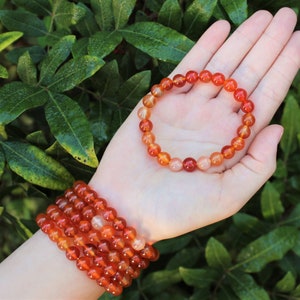 Carnelian Bead Bracelet: 6 mm or 8 mm Round Crystals Premium Grade Stretch Gemstone Bracelet image 2