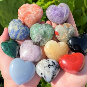 LARGE Crystal Gemstone Hearts - HUGE Variety - Choose Gemstone (&#39;AAA&#39; Grade Premium Quality, Carved Gemstone Hearts, Pocket Hearts)