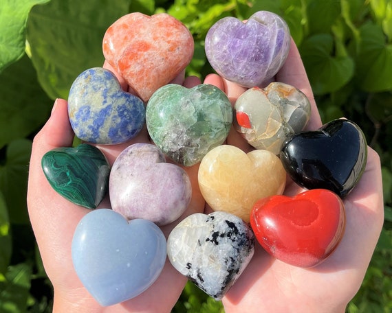 LARGE Crystal Gemstone Hearts - HUGE Variety - Choose Gemstone ('AAA' Grade Premium Quality, Carved Gemstone Hearts, Pocket Hearts)